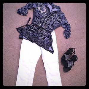 White House Black Market top with belt